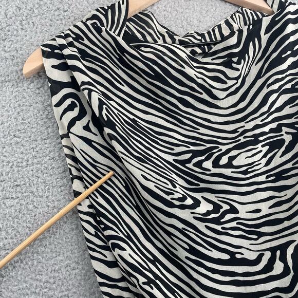 BOSTON PROPER Tank Top 6 Zebra Animal Print Draped Y2K Glam Mobwife Feminine - Picture 4 of 8